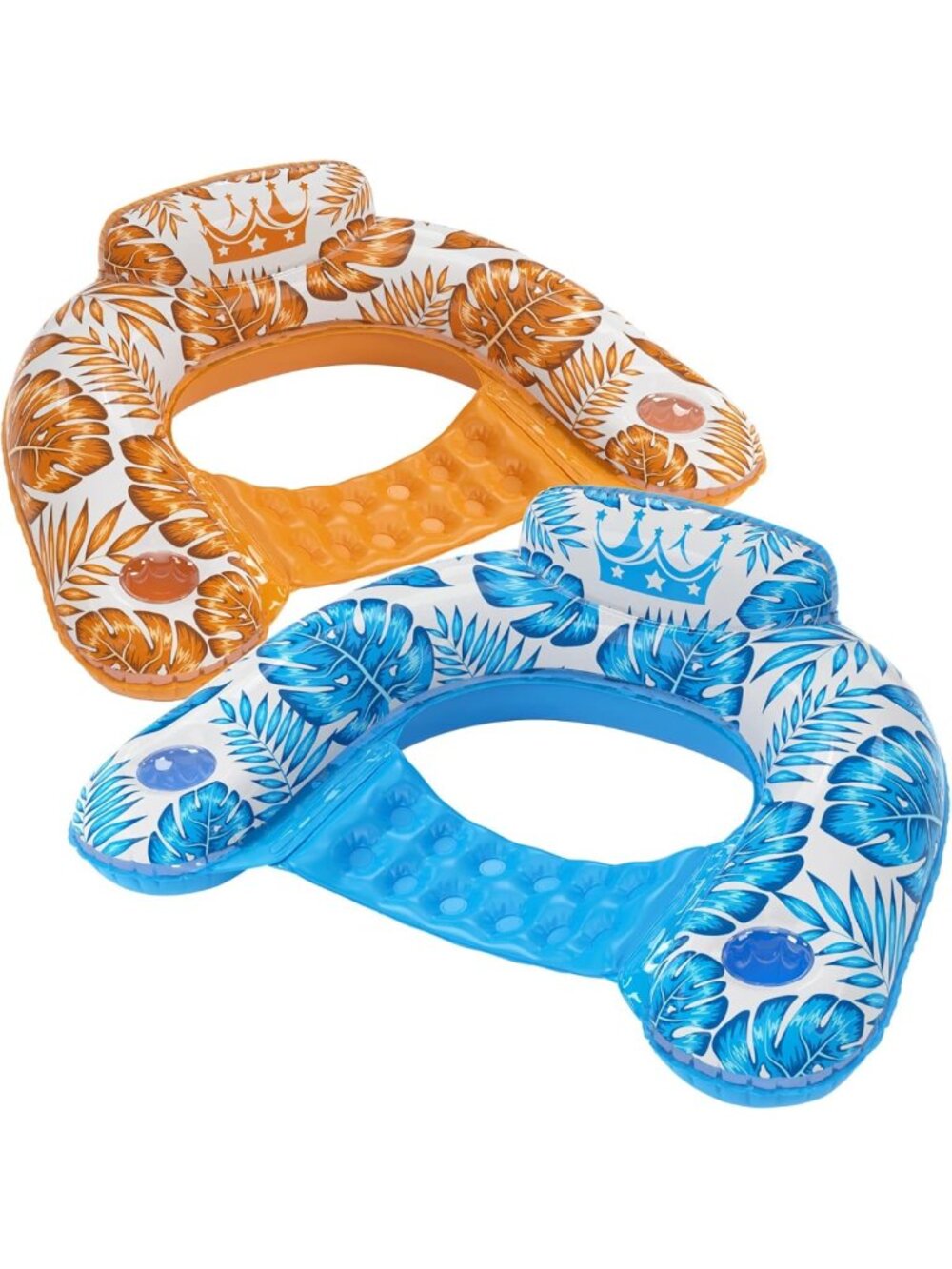 Inflatable Pool Float Chair 2-Pack - Comfortable Loungers with Cup Holders for